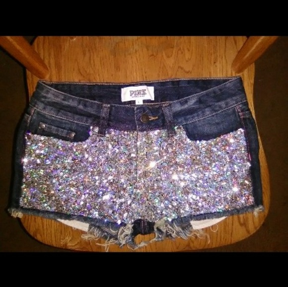 PINK Victoria's Secret Pants - Victoria's secret Pink sequin denim shorts PINK Victoria's Secret Pants - Victoria's secret Pink sequin denim shorts